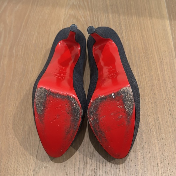 Authentic Christian Louboutin Bianca 140 Flanbel Dark Gray Platform Pump - Picture 5 of 7